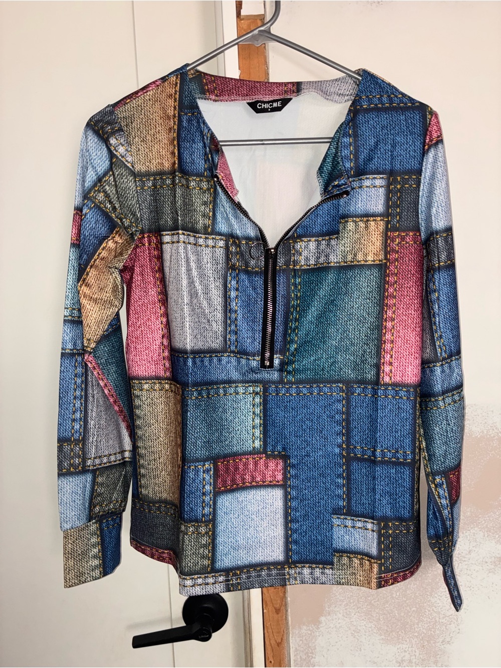 Chicme Multicolor Patchwork Zip-Front Jacket